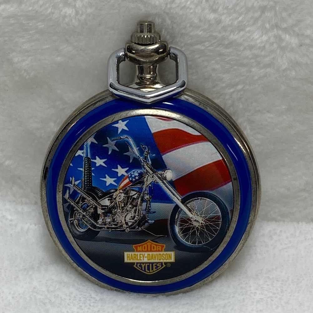 Franklin Mint Harley Davidson Ultimate Chopper‎ Pocket Watch New Battery Working